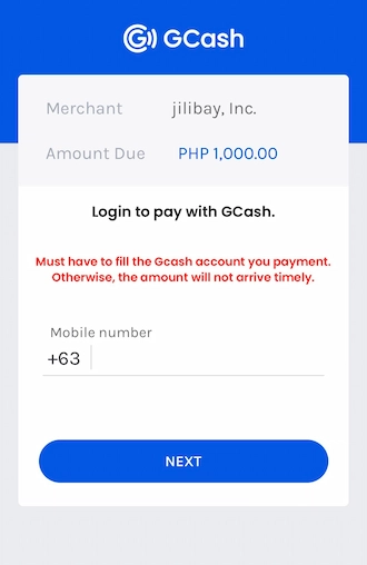 Step 3: Log in to your GCash account to pay.